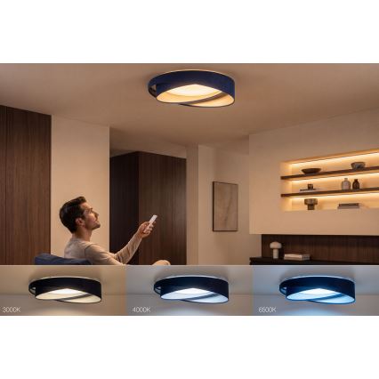 LED reguliuojamo ryškumo lubų šviestuvas SMART GALAXY MODERN LED/24W/230V 3000-6500K skersmuo 55 cm mėlynas/sidabrinis + su nuotolinio valdymo pultu