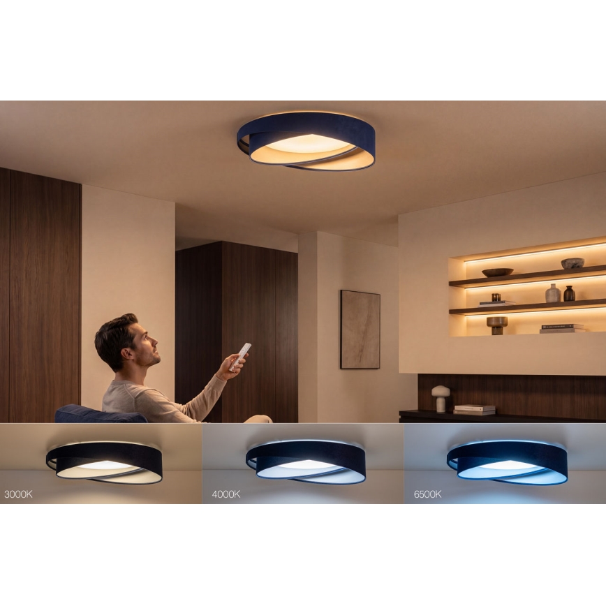 LED reguliuojamo ryškumo lubų šviestuvas SMART GALAXY MODERN LED/24W/230V 3000-6500K skersmuo 55 cm mėlynas/sidabrinis + su nuotolinio valdymo pultu