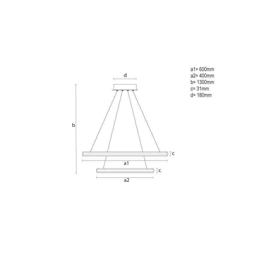 LED Reguliuojamas kabantis šviestuvas ant troselio LED/90W/230V 3000-6500K skersmuo 60 cm + nuotolinis valdymas