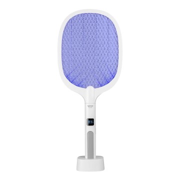 LED elektrinis vabzdžių gaudyklė 2in1 su LCD ekranu 1200 mAh/5V balta