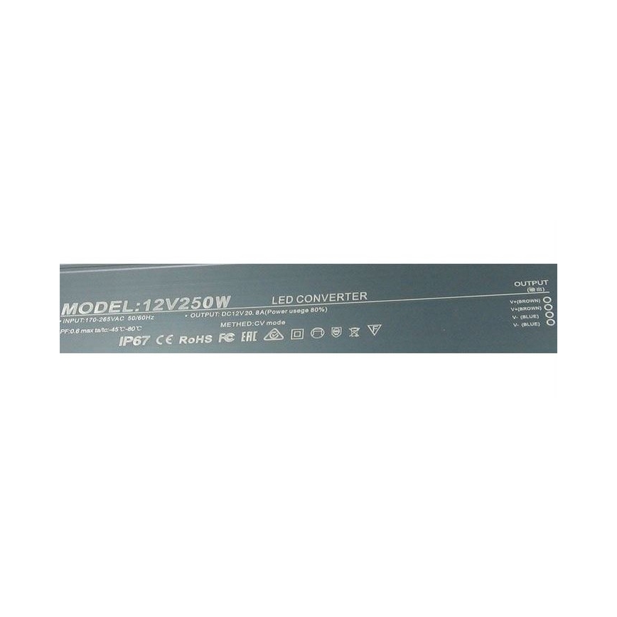 LED Elektroninis transformatorius 250W/12V IP67
