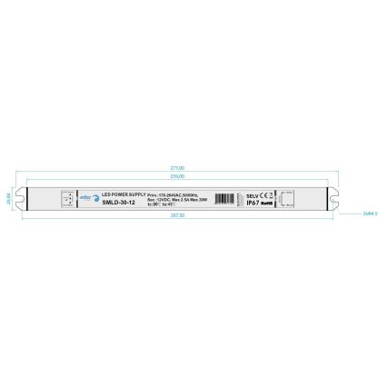 LED Elektroninis transformatorius DRIVER 30W/230V/12V IP67