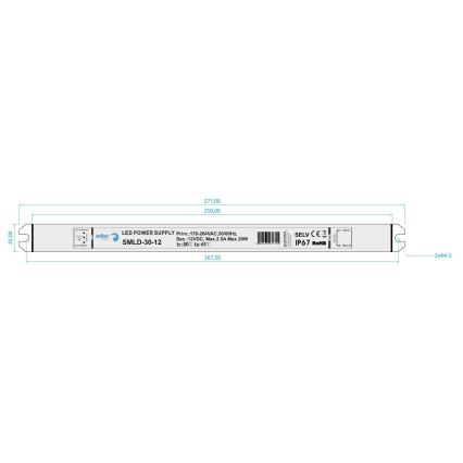 LED Elektroninis transformatorius DRIVER 30W/230V/12V IP67