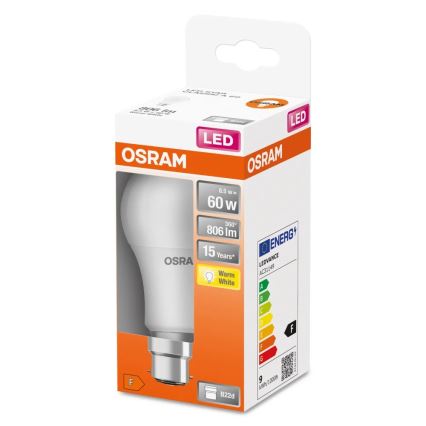 LED elektros lemputė A60 B22d/8,5W/230V 2700K - Osram