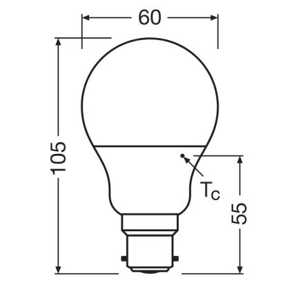 LED elektros lemputė A60 B22d/8,5W/230V 2700K - Osram