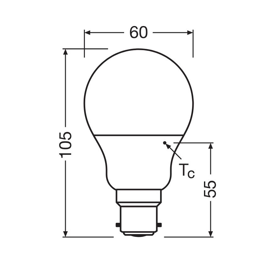 LED elektros lemputė A60 B22d/8,5W/230V 2700K - Osram
