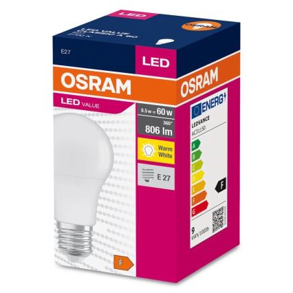 LED elektros lemputė A60 E27/8,5W/230V 2700K - Osram