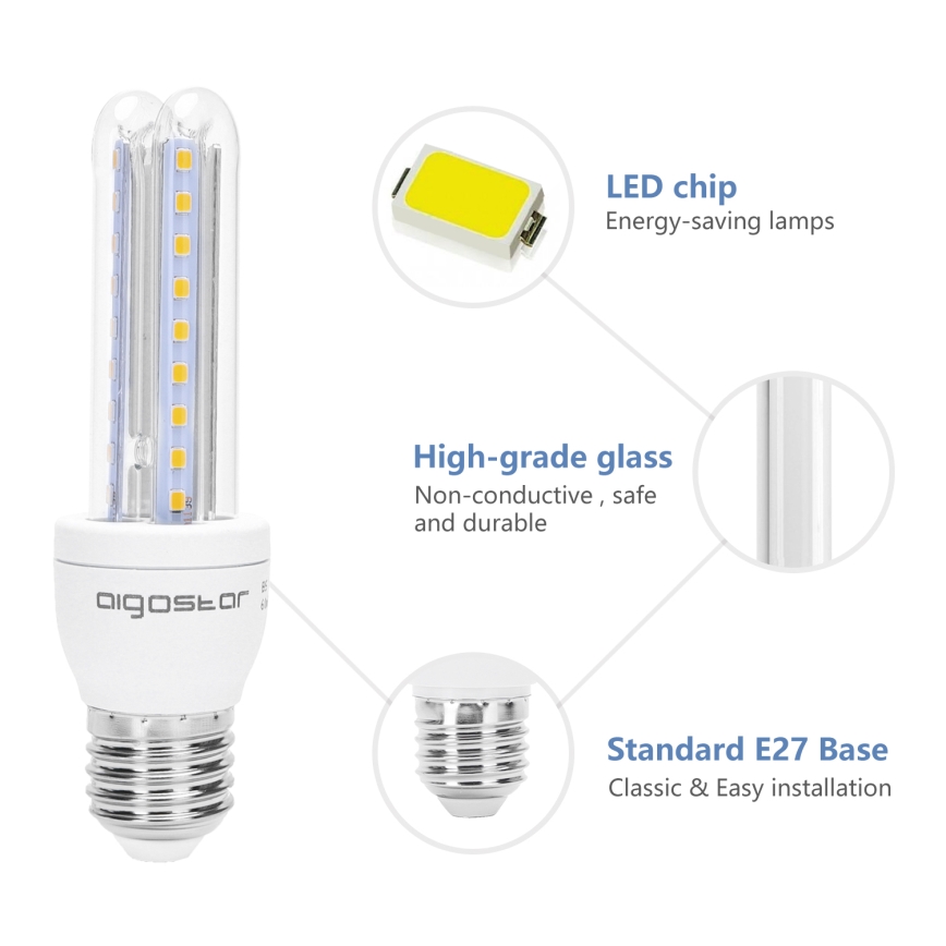 LED elektros lemputė B5 E27/8W/230V 3000K - Aigostar
