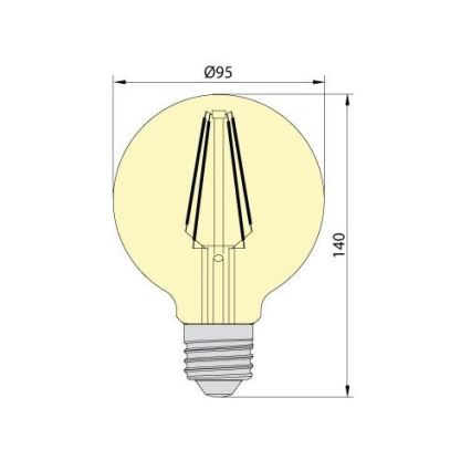 LED Elektros lemputė CLASIC AMBER G95 E27/8W/230V 2200K – Brilagi