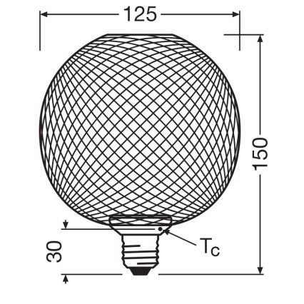 LED elektros lemputė DECOR FLAT G125 E27/3,5W/230V 2700K juoda - Osram