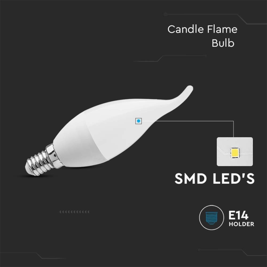 LED elektros lemputė E14/3,7W/230V 3000K