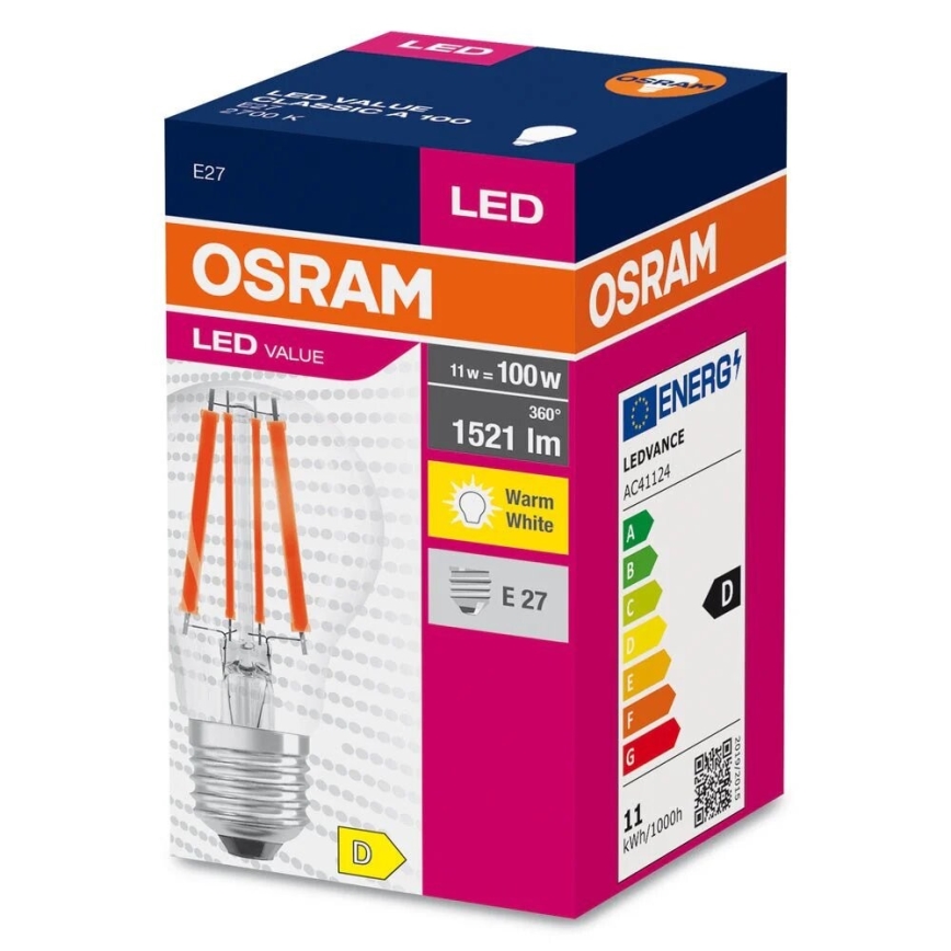 LED elektros lemputė FILAMENT A100 E27/11W/230V 2700K - Osram