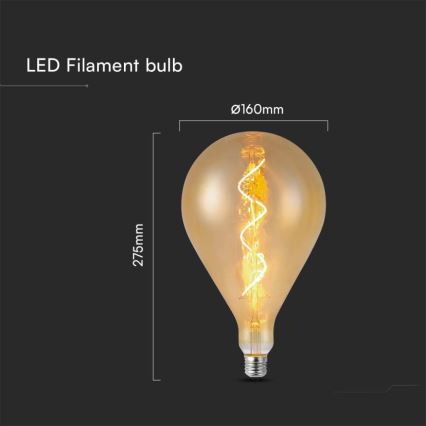 LED elektros lemputė FILAMENT A160 E27/4W/230V 2700K