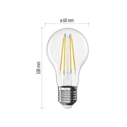 LED elektros lemputė FILAMENT A60 E27/3,8W/230V 2700K