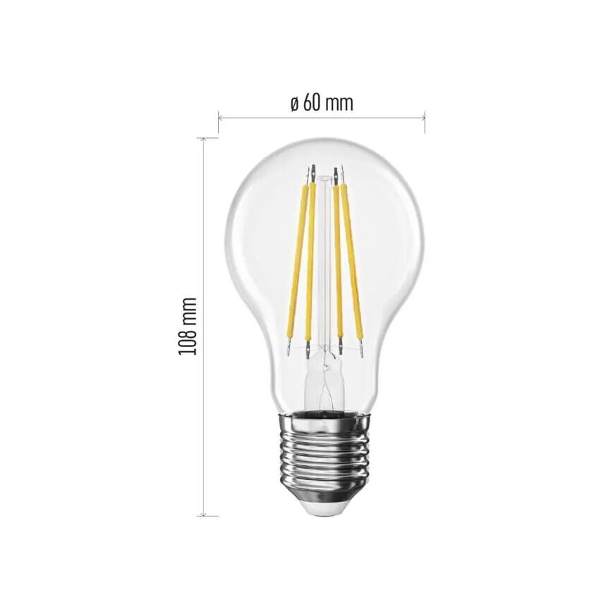 LED elektros lemputė FILAMENT A60 E27/3,8W/230V 2700K