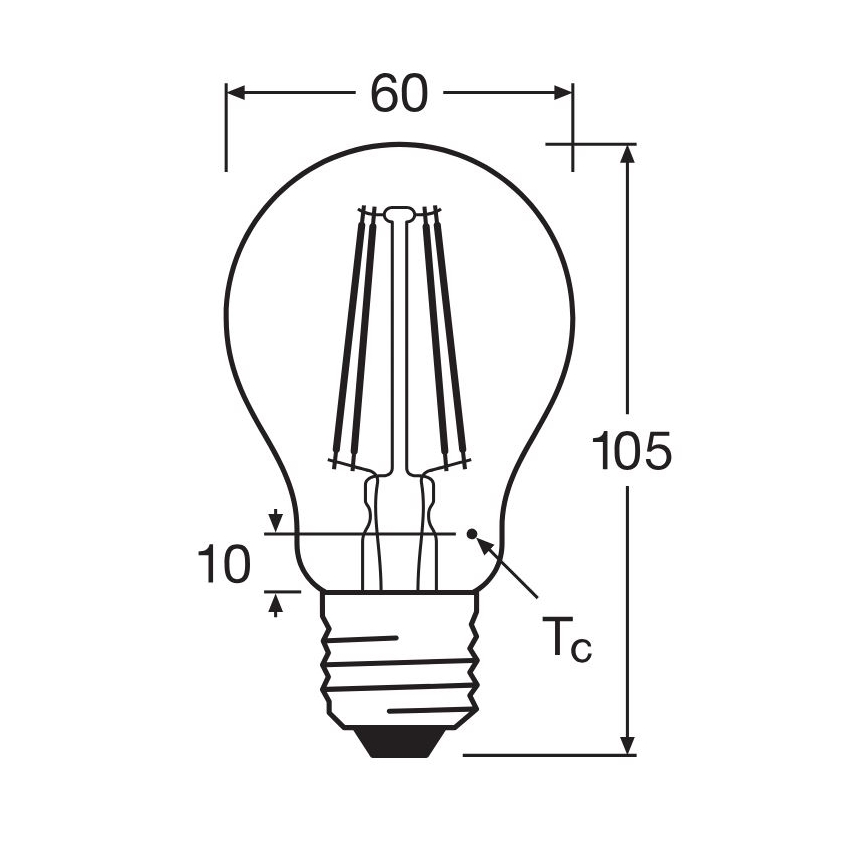 LED elektros lemputė FILAMENT A60 E27/6,5W/230V 2700K - Osram