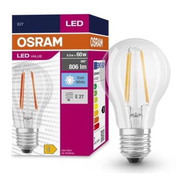 LED elektros lemputė FILAMENT A60 E27/6,5W/230V 4000K - Osram