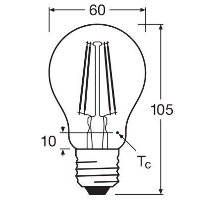 LED elektros lemputė FILAMENT A60 E27/6,5W/230V 4000K - Osram