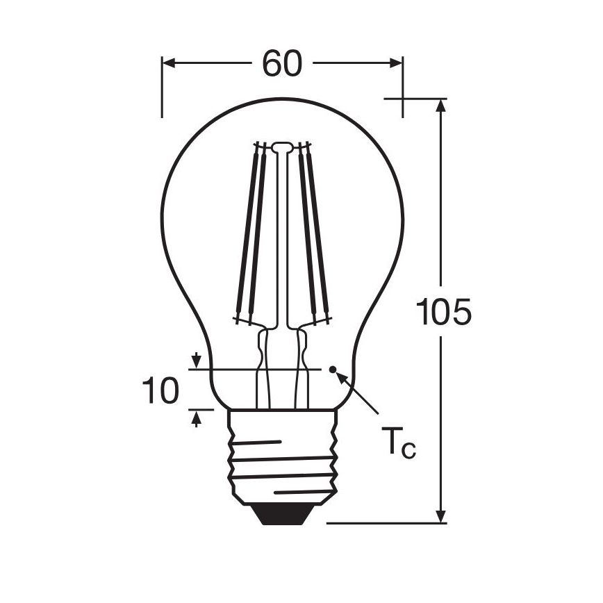 LED elektros lemputė FILAMENT A60 E27/6,5W/230V 4000K - Osram