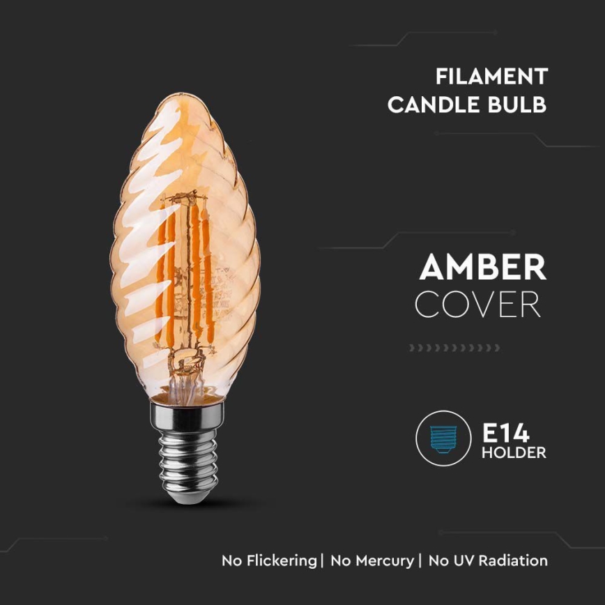 LED elektros lemputė FILAMENT AMBER E14/4W/230V 2200K