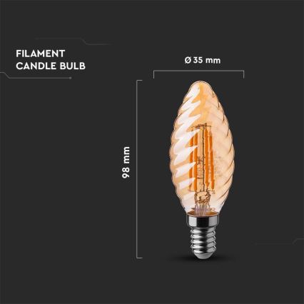 LED elektros lemputė FILAMENT AMBER E14/4W/230V 2200K
