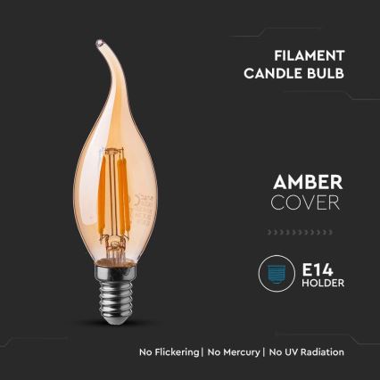 LED elektros lemputė FILAMENT AMBER E14/4W/230V 2200K