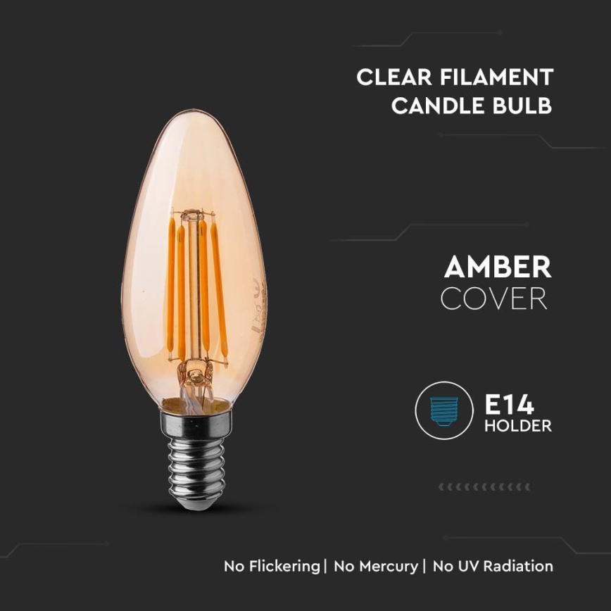 LED elektros lemputė FILAMENT AMBER E14/4W/230V 2200K