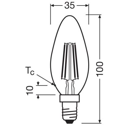 LED elektros lemputė FILAMENT B40 E14/4W/230V 2700K - Osram