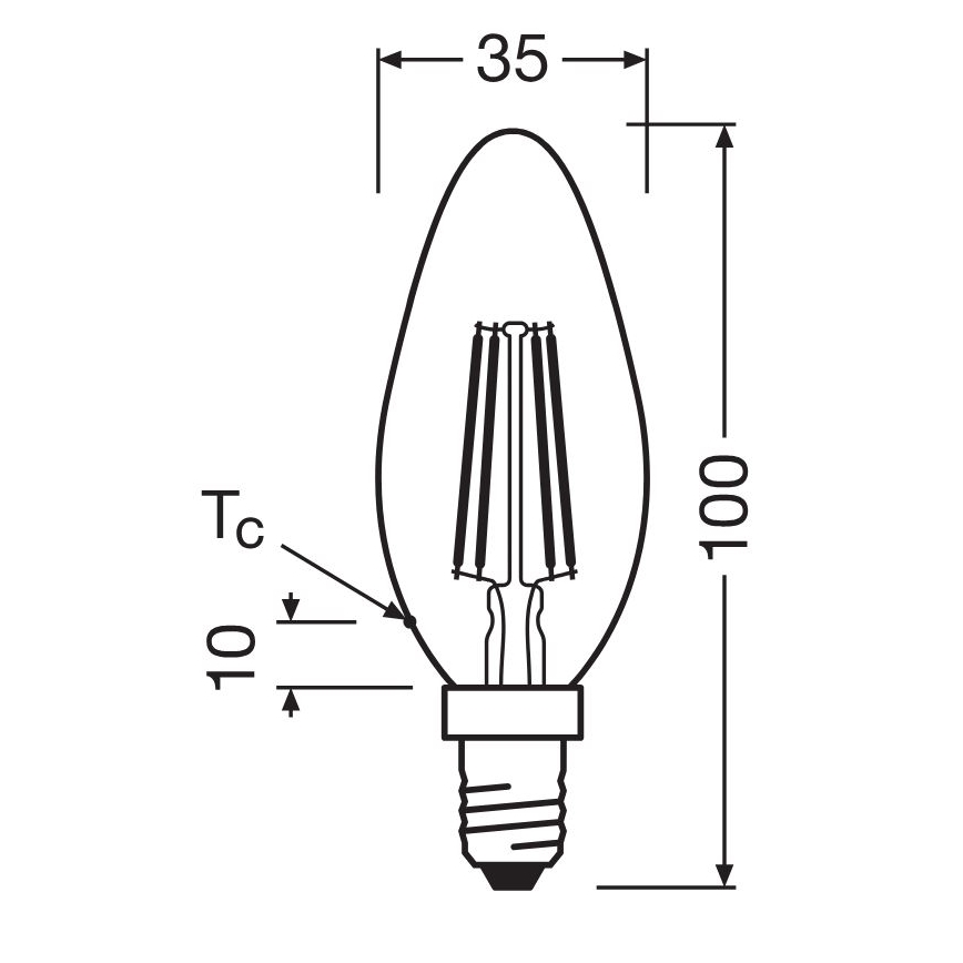 LED elektros lemputė FILAMENT B40 E14/4W/230V 2700K - Osram