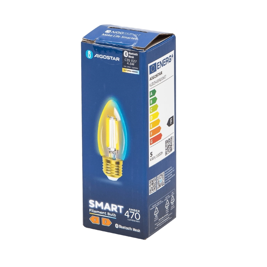 LED pritemdoma elektros lemputė FILAMENT MESH Išmanus C35 E27/4,5W/230V 2700-6500K - Aigostar