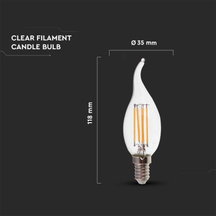 LED elektros lemputė FILAMENT E14/4W/230V 6500K