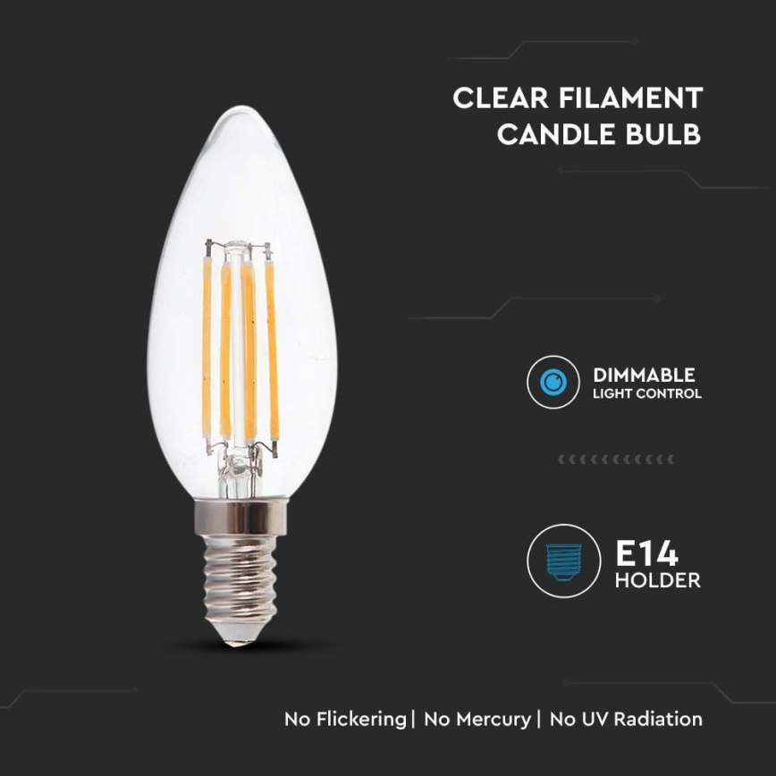 LED elektros lemputė FILAMENT E14/5,5W/230V 4000K