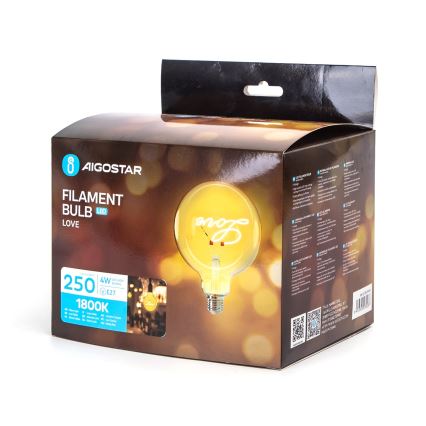 LED elektros lemputė FILAMENT E27/4W/230V 1800K meilė - Aigostar