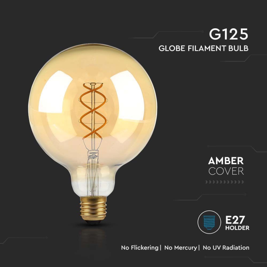 LED elektros lemputė FILAMENT G125 E27/5W/230V 1800K