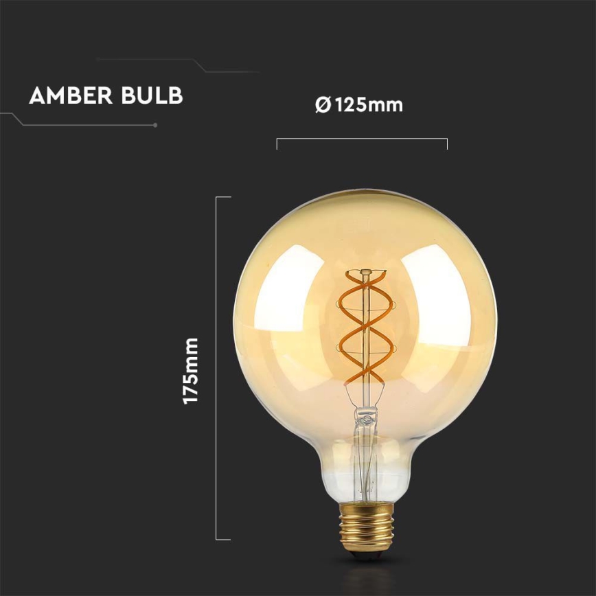 LED elektros lemputė FILAMENT G125 E27/5W/230V 1800K