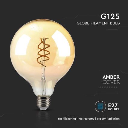 LED elektros lemputė FILAMENT G125 E27/6W/230V 1800K