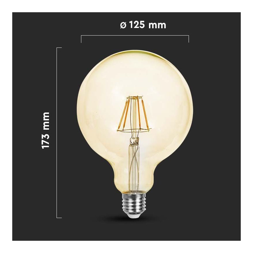 LED elektros lemputė FILAMENT G125 E27/6W/230V 2200K