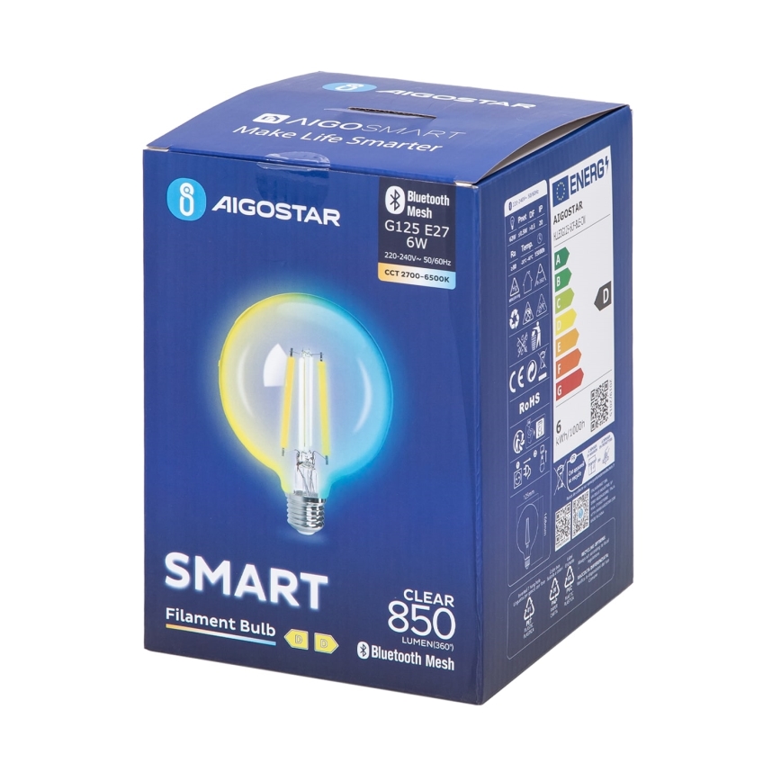 LED pritemdoma elektros lemputė FILAMENT MESH Išmanus G125 E27/6W/230V 2700-6500K - Aigostar
