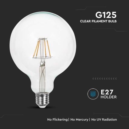 LED elektros lemputė FILAMENT G125 E27/6W/230V 3000K