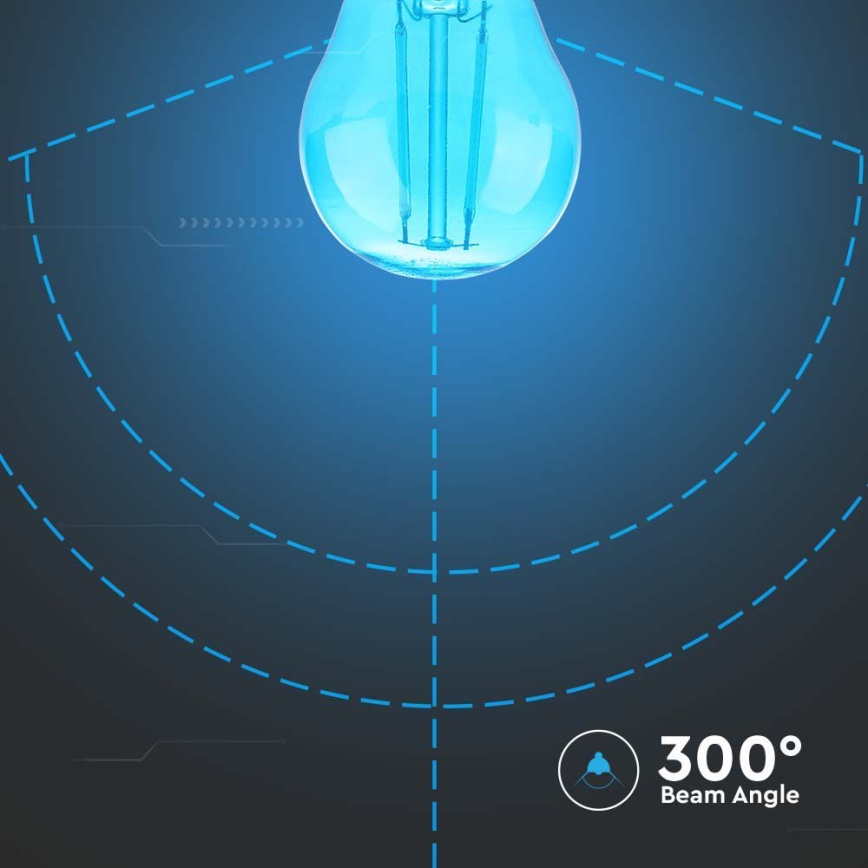 LED elektros lemputė FILAMENT G45 E27/2W/230V mėlyna