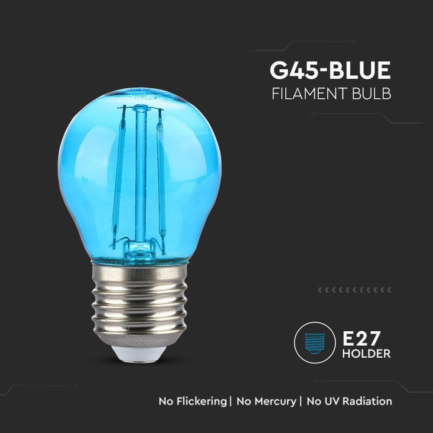 LED elektros lemputė FILAMENT G45 E27/2W/230V mėlyna