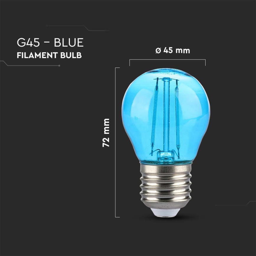 LED elektros lemputė FILAMENT G45 E27/2W/230V mėlyna