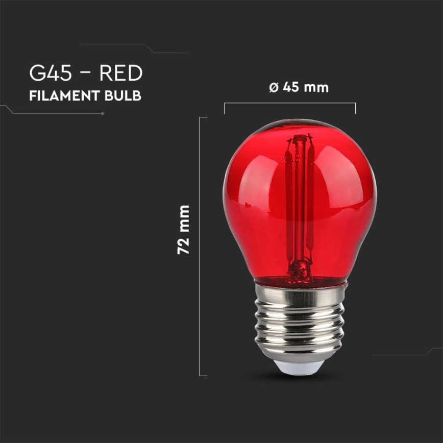 LED elektros lemputė FILAMENT G45 E27/2W/230V raudona