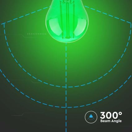 LED elektros lemputė FILAMENT G45 E27/2W/230V žalia