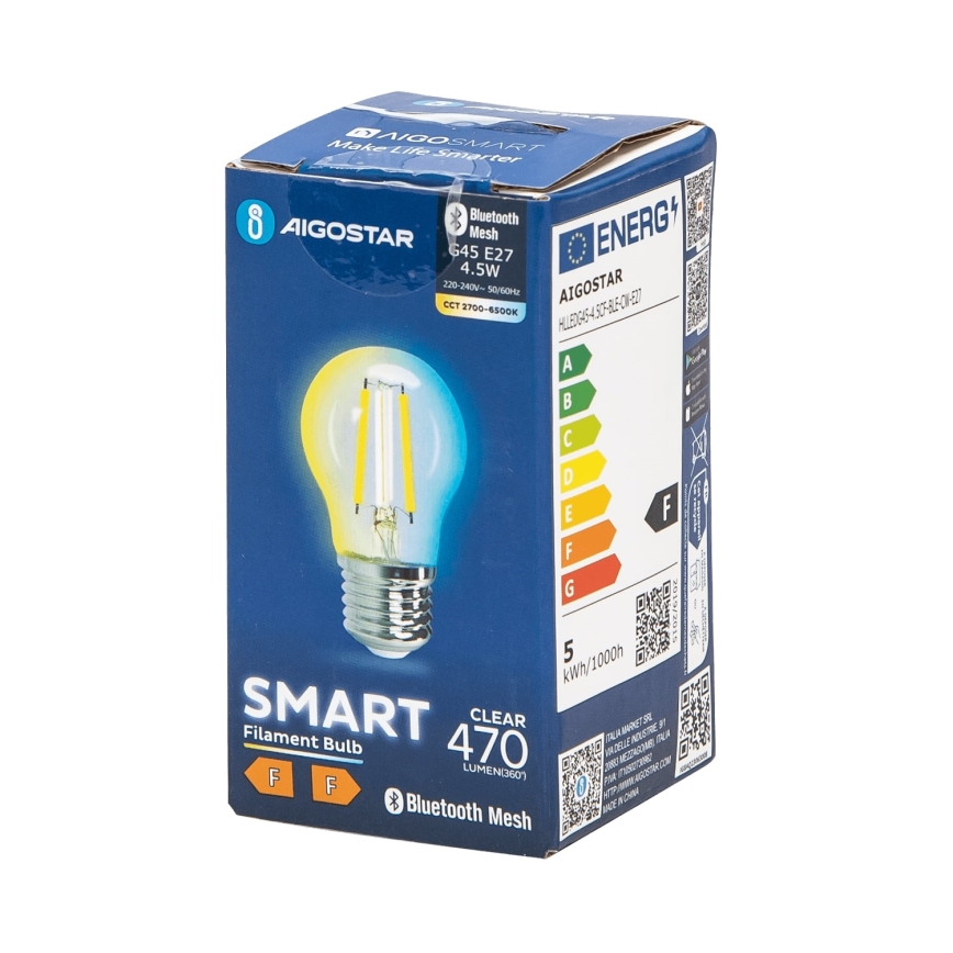 LED pritemdoma elektros lemputė FILAMENT MESH Išmanus G45 E27/4,5W/230V 2700-6500K - Aigostar