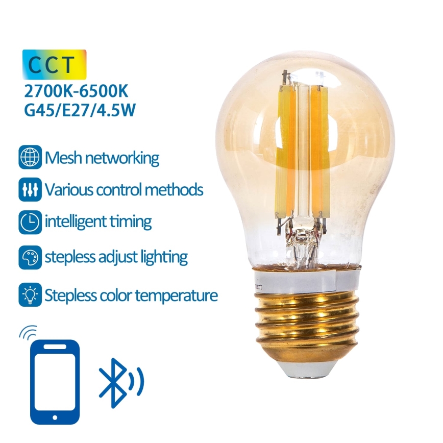 LED pritemdoma elektros lemputė FILAMENT MESH Išmanus G45 E27/4,5W/230V 2700-6500K - Aigostar