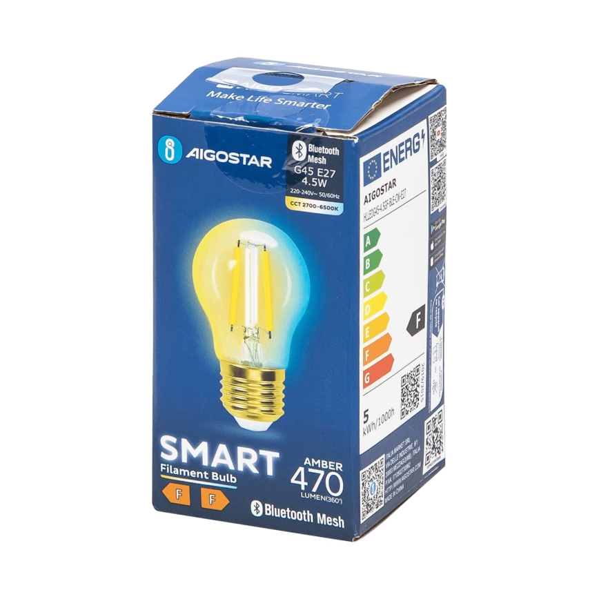 LED pritemdoma elektros lemputė FILAMENT MESH Išmanus G45 E27/4,5W/230V 2700-6500K - Aigostar