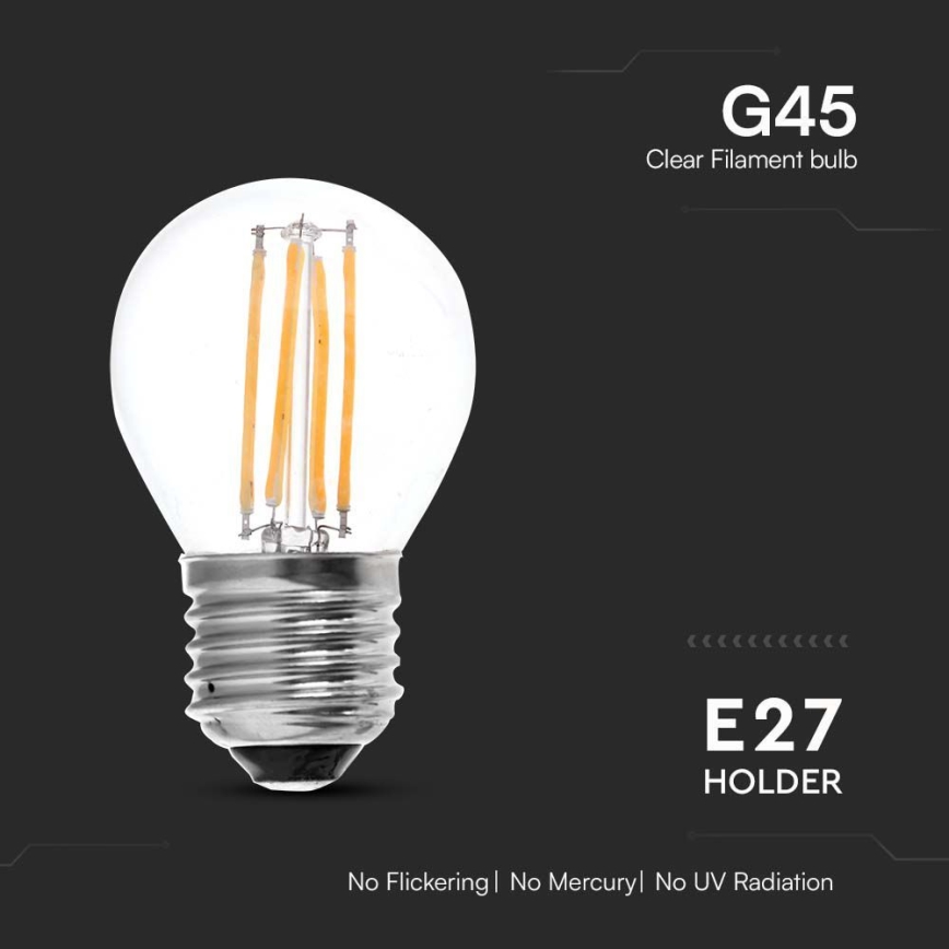 LED elektros lemputė FILAMENT G45 E27/6W/230V 3000K