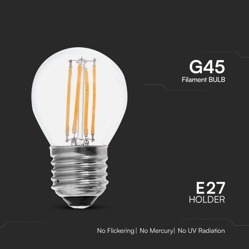 LED elektros lemputė FILAMENT G45 E27/6W/230V 6500K
