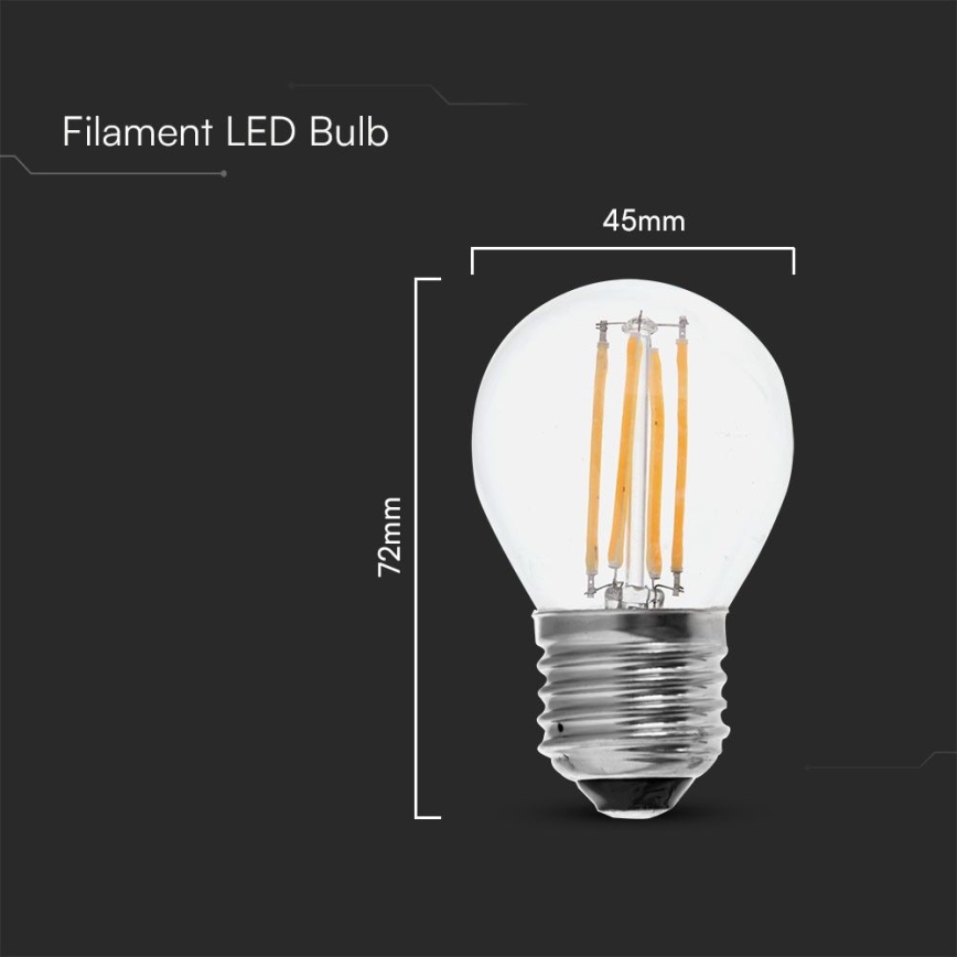 LED elektros lemputė FILAMENT G45 E27/6W/230V 6500K